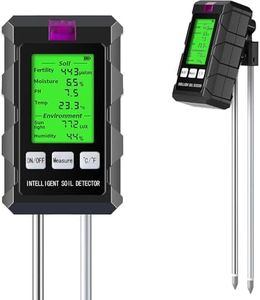 LANBOJINDI Soil Test Kit, 6 in 1 Soil Tester with Soil Moisture, PH, Fertility Meter with Digital Soil Temp, Air Temp and Humidity for Plants, Lawn, Farm, Indoor and Outdoor(2*AAA Battery Needed)