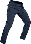 Wespornow Men's-Fleece-Lined-Hiking-Pants Water-Resistance-Snow-Ski-Pants Softshell Snowboarding Pants for Winter, Skiing, Outdoor (Navy, X-Large)