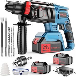 Marteau Perforateur Sans fil avec Aeux Batteries de Rechange 21 V 4000 mAh, Fonctions 4 en 1, Adaptateur SDS-plus avec Mandrin de Perçage, pour Perforateur