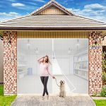 Garage Door Screen, 230x250 cm Magnetic Closure Screen Sliding Doors Self Sealing Mesh Retractable Net Easy Assembly & Pass Through Keep Bugs Out & Lets Fresh Air in - White H