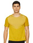 Nike Men's Solid Regular Short Sleeve TOP (DA1299-392_Dark Citron/White/Reflective SILV S)