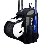 PHINIX Baseball & softball Backpack with External Helmet Holder for Youth and Adults ,Large Capacity Holds Bat, Helmet, Glove, Shoes (Black & Gray)