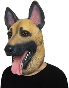 Lubber German Shepherd Dog Mask Halloween Costume Latex Head Super Bowl Underdog Cosplay, Brown