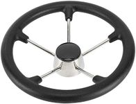 NovelBee 13-1/2 Inch Stainless Steel 5 Spoke Boat Marine Destroyer Steering Wheel with Black PU Foam