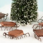 Miniature Rustic Wood Sled Christmas Holiday Decorations - Pack of 6 Old Fashion Metal and Wood Mini Sleds (4" L x 1-3/4" W x 1" H)