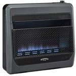 Bluegrass Living B30TPB-BB Ventless Propane Gas Blue Flame Space Heater with Thermostat Control, 30000 BTU, Heats Up to 1400 Sq. Ft., Includes Wall Mount, Base Feet, and Blower, Black