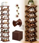 The 9-Tier No-Assembly Bamboo Rack, 2026 Upgraded Foldable 9 Tier Bamboo Corner Shoe Rack, Space-Saving Organizer for Shoes, No Assembly Narrow Shoe Shelf for Entryway Closet Dorm (Brown, 9 Layers)