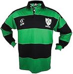 Irish Rugby Shirt for Men, Green and Blue with Shamrock Crest, Irish Fan Shirt (XXXL)