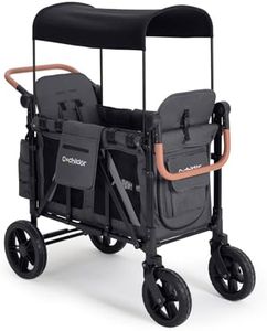Cochildor Premium 2 Seater Wagon Stroller for Kids, Foldable All-Terrain Stroller Wagon with Removable Seats, Adjustable 5-Point Safety Harness, Canopy, and Dual Handles, Dark Gray