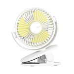 JISULIFE Stroller Fan Clip on Desk Fan, 4000mAh Battery Operated Fan, Quiet & Narrow Slot Design, 4 Speeds, Max 14 Hrs, Ideal for Bed, Desk, Car Seat, Office, Camping, Bedroom - Milky White