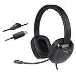 Cyber Acoustics Stereo USB Headset (AC-6012), Unidirectional Microphone with Flexible Boom for PC & Mac; in-line Audio Controls; Perfect for Classroom or Home