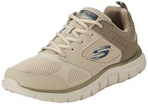 Skechers Men's Track Syntac Sneaker, Taupe Leather/Mesh/Trim, 9 UK
