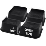 HANIHUA Oversized Bed Risers 2 inch Heavy Duty (Set of 4), Furniture Risers, Black Bed Lifts Risers for Table, Sofa, Chair, Couch, Desk, Bed Frame Risers Supports Up to 2,500 Lbs