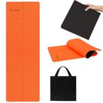 Foldable Yoga Mat,6mm TPE Yoga Mat,Double Layers Exercise Mat with Anti-slip Function&A Storage Bag for Yoga,Pilates and Fitness Exercise,Compact Fitness Mat 183cm*61cm* 6mm (orange + black)