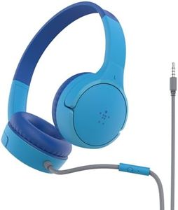 Belkin Casque audio filaire SoundForm Mini (pour enfants, circum-aural, micro intégré, pour apprentissage en ligne, école, voyage, jeu, pour appareils dotés d'un port audio 3,5 mm, bleu)