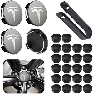 Powlamks 4 Pack Car Wheel Center Hub Cap Kit with 22 Lug Nut Covers