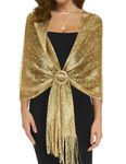 BANETTETA Galaxy Star Sparkling Shawls with Buckle/Wraps for Wedding Evening Dresses Cocktail, B. Gold, Medium