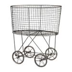 Creative Co-Op DE2757 Metal Vintage Laundry Basket with Wheels