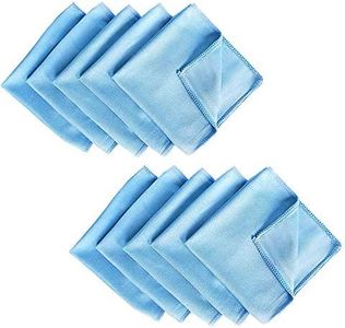 AIVS Microfiber Glass Detailing Cleaning Cloths-10 Pack (12" x 12")-Streak Free-Lint Free-Quickly Clean Windows,Mirrors,Windshield, Computer Screen,TV Tablets and Dishes