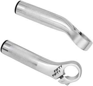 FIFTY-FIFTY Bike Bar Ends, Mountain Bike Handlebar Ends, Alloy MTB Bicycle Bar (110mm, Polished Silver)