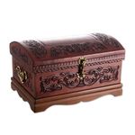 NOVICA Colonial Legacy' Mohena Wood and Leather Jewelry Box, Brown