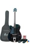 Hovner 215 Black Left Handed F-Cut Rosewood Fretboard Acoustic Guitar With Bag,Strap,1 Set of Extra Strings and 2 Picks (Left Handed)