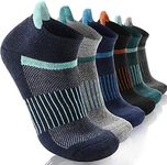 Anlisim Merino Wool Quarter Hiking Socks Compression Warm Thermal Winter Thick Cushion Running Moisture Wicking No Show Socks Gifts Stocking Stuffers for Women Men 6 Pairs(Color Mix,L)