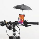 Tobefore Mobile Phone Holder with Sun Umbrella Rainproof Shockproof Sunshade Creative Bicycle Phone Holder Outdoor Cell Phone Holder for 0.78”-0.98” Bicycle Handle, 2.55”-3.34”Width Phone (Black)