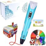 3D Pen for Kids, 3D Printing Pen Stylo 3D Doodler Pen 3D Drawing Pen 3D Writing Pen for Kids | Includes 12-Color PLA Filament Refills, 3D Pen Drawing Book & Power Adapter