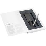 Lamy Set of 1 x ST Twin Pen 645 Multi-Pen System Stainless Steel Ballpoint Pen and Pencil in Silver and 1x Genuine Leather Case in Black for Two Writing Instruments