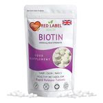 Biotin 10000mcg Tablets, Biotin Hair Growth Supplement for Women & Men, 365 Tablets (1 Year Supply), Hair, Skin, Nails Vitamins, D-Biotin Vegan, Vegetarian, Made in The UK