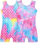 Leotards for Girls Gymnastic Size 7-8 Years Old Sparkly Pink Blue Butterfly Colorful Mermaid Tumble Gym Leos 2 Pack