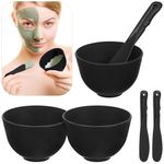 Baluue 3pcs Facial Mask Mixing Bowl, Black Silicone Facial Mud Mixing Bowl Set for Facial Mask DIY Face Mask Mixing Bowl Supply for Home Esthetician Salon with 3 Stirring Stick