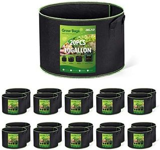Delxo 20-Pack Grow Bags 10 Gallon Heavy Duty Aeration Thickened Nonwoven Fabric Pots Plant Growing Bags with Handles Breathable Drainage Planters for Planting, Vegetables, Flowers (Black)