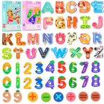 Magnetic Letters Magnetic Numbers,Large Size Fridge Magnets for Kids,Alphabet ABC Magnets for Refrigerator, Educational Spelling Learning Games Toys for Baby Preschool(Numbers+Letters)