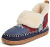 Dearfoams Women's Alpine Moritz Outdoor Arch Support House Shoe Bootie Slipper, Navy Multi, 9-10