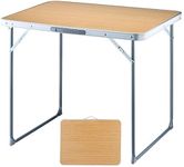 FUNDANGO Portable Table Lightweight Foldable with Handle Steel Frame Fold Up Small Desk for Camp, Outdoor, Beach Side, Picnic, 31.5x23.6x26.8Inches, Yellow, 31.5"x23.6"x26.8"