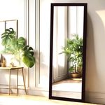 kaevion Rectangular 4ft Brown PVC Framed Wall Hanging Mirror Full-Length with 5MM HD Reflection Glass | Long Dressing Body Mirror |Tall Big Floor Stand Up Or Wall Mounted Mirror for Home Décor