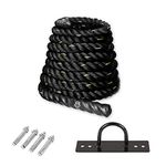 B Fit Battle Rope with Anchor Kit Full Body Workout Equipment to Burn Fat, Boost Strength, Exercise - Heavy Battling Rope for Home, Gym (1.5 Inch Diameter, 33 Feet)