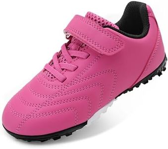 Stelle Boys Girls Indoor Soccer Shoes Kids Turf Shoes Baseball/Softball Futsal Athletic Cleats for Toddler/Little/Big Kid（Fuchsia,11ML）