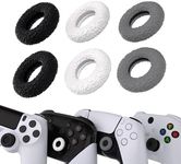 PlayVital 3 Pairs Silicone Thumbstick Rings for ps5/4, for Xbox Series X/S, for Xbox One/Elite Series 2 Core, for Switch Pro Controller, Universal Anti Slip Thumb Grips Rings - Gray & Black & White