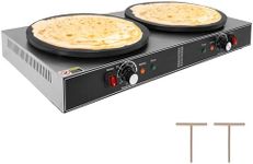 Electric Crepe Maker,3400 w 110 v Flat Plate Crepe Griddle with Double Plate and Temp Control,Non-Stick Commercial Crepe Machine for Home and Commercial Use