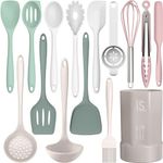 Silicone Cooking Utensils Set - 446°F Heat Resistant Silicone Kitchen Utensils,Spatula,Spoon, All Clad Kitchen Utensil Sets Gadgets Tools for Nonstick Cookware,Dishwasher Safe BPA FREE (Multicolor)