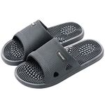 Reflexology Slippers Foot Massager for Plantar Fasciitis Acupressure Acupuncture Slippers Arthritis Pain Relief for feet Man Women Stress Relief Gifts (Dark Grey, UK Men 6-6.5)