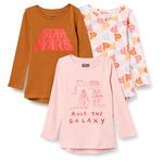 Amazon Essentials Disney | Marvel | Star Wars | Frozen | Princess Toddler Girls' Long-Sleeve Tunic T-Shirts, Pack of 3, Star Wars Rule The Galaxy, 2T