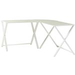 Walker Edison Wright Modern X Leg Glass Top Corner Gaming Desk, 51 Inch, White