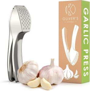 Olivers Kitchen Garlic Press – Stainless Steel, Silver