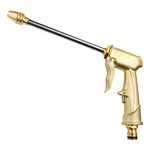 OFFCUP Garden Hose Spray Gun, Heavy Duty Metal Water Gun, Garden Hose Nozzle High Pressure Spray Nozzle Water Hose Pipe Spray Gun for Plants Watering, Cleaning, Car Washing and Pets Showering (Gold)