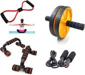 LIVOX Abs Roller, Push UP Bar, Resistance Tube, skipping Rop (Fitness combo) home workout Home Gym Kit