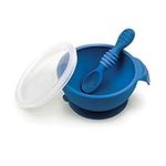 Bumkins Suction Silicone Baby Feeding Set, Bowl, Lid, Spoon, BPA-Free, First Feeding, Baby Led Weaning - Dark Blue